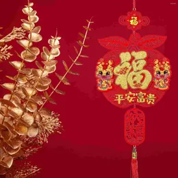 Estatuetas decorativas nó chinês borla ano vermelho 2024 ornamento dragão decoração primavera festival sorte oriental pingente