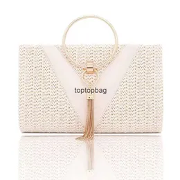 Designer Luxury Fashion Diamond Clutch Bags New Fashionable Large Capacity Grass Woven Handbag Tassel Woven Womens Handväska Enkel och elegant Crossbody -väska