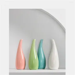 Vasos de cerâmica branco/azul/verde/ciano/mesas de jantar arranjos de flores flores secas nórdico decoração do quarto vaso 5.5x18x1 cm