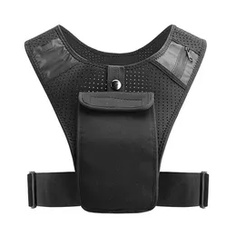 Reflective Running Vest Adjustable Shoulders Reflective Sports Vest Running Phone Bag Vest Chest Bag Cycling Vest
