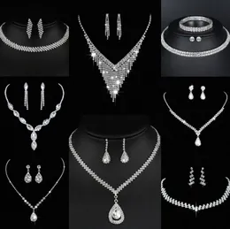 Valioso laboratório conjunto de jóias com diamantes prata esterlina casamento colar brincos para mulheres nupcial noivado jóias presente y6qb #