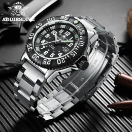 Addies Men's Watch Top Brand 50m Waterproof Calendar Display reloj hombre Green Tube Luminous High quality luxury Quartz Watches