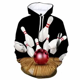 3D-Druck Bowling Ball Hoodie für Männer langärmelige coole Pullover Persönlichkeit Hoodies Kinder Sweatshirt Outdoor Sportwear Kleidung 240328