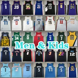 Men Kids Basketball Jerseys Clarkson 2 Ball 1 Russell Edwards 4 Rose Green 77 Doncic 5 Murray Fox 30 Curry 23 James Stephen 0 Jayson Tatum 12 Ja Morant 24 Bryant Giannis