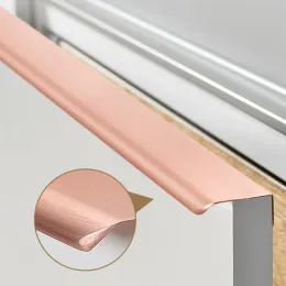 Xipeiyi Rose Gold Schwarze versteckte Griffe und Knöpfe Küchenschrank Schrank Zieht goldene Schubladen Aluminiumlegierung Möbelknauf