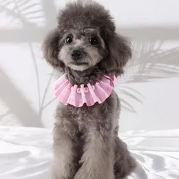 Dog Apparel Fashion Pet Bib 2 Colors Scarf Eye-catching Adjustable Pleated Design Princess