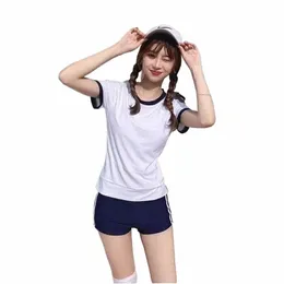 Uniforme scolastica giapponese Donna Jersey Anime Costume Cosplay Palestra Sportwear Cheerleader Pallavolo JK Nuova maglietta Pantaloncini Bloomers n9Pt #