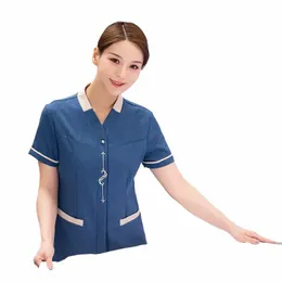 Hotel Limpeza Roupas de Trabalho de Manga Curta Roupas de Verão Terno das Mulheres Propriedade Piso Hotel Room Cleaner Tia AP Uniforme K2Vj #