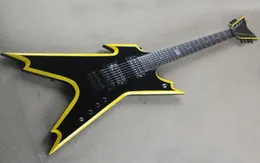 7 Strings Czarna gitara elektryczna z bieloną bindingeBony TfalboardCan jest dostosowana zgodnie z żądaniem 5177602