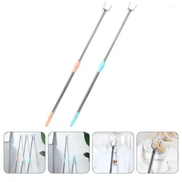 Hangers 2 Pcs Clothes Pole Telescoping Reach Stick Adjustable Clothesline Sticks Heavy Duty Hanger Rod Rack Reaching Outdoor Home