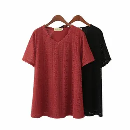 Grand Nouveau 2022 Slim Lace Shirt Sleeve Loose Fi LG Black Plus Size Casual T -Shirt 3XL 4XL 5XL 6XL G0GA＃