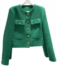 Smthma coreano chique feminino tweed casaco básico casaco feminino roupas de pista de lã de estilo de pista de lã