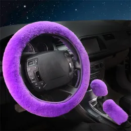 3PCS/SET Universal Plush Car Управляющий крышки рулевого колеса Зимний фальшивый мех