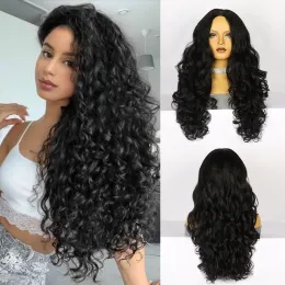 Wigs v Parça WIG 2030inch sentetik vücut dalgası Yarım peruk siyah kadınlar için yarım peruk