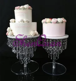 Wedding Hanging Crystal Leaf Beads Cake Stand For 2 Size Wedding DecorationAcrylic Crystal Chandelier Cake Standcake centerpiece6887219