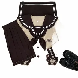 Japansk och koreansk brun kjol Princ JK Uniform Suit Kindergarten Söt Sailor Suit School Outfits Women Uniform D4CS#