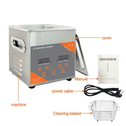 Ultrasonic Cleaner 2L 120W Heater Timer för Denture Toothborste Pen NiB Nail Tools smycken halsband Titta på glasögon munstycke