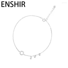 Ножные браслеты ENSHIR серебряного цвета, круглый круг, циркон, кисточка, геометрический браслет для женщин, летние пляжные украшения