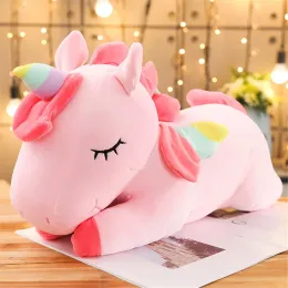 25 cm kawaii liggande enhörning plysch leksak fylld mjuk söt vit rosa häst blind dollleksaker för barn flickor födelsedagspresent ny