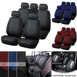 Uppgradera full set Universal Airbag Compatible Car Interiors Polyester Fiber Slitesistent tygstolskyddsskydd