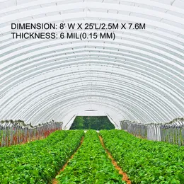 Vevor växthus täckning 6 mil klar plast växthusfilm UV -resistent polyeten som täcker trädgårdsanläggningar blommor jordbruk