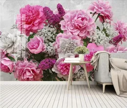 Bakgrundsbilder Creative Pink Floral Mural Wall Paper 3D Flowers Canvas Kontakta Po Wallpaper Papel de Parede Nature