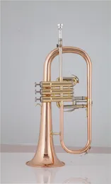 Bb Tune Flügelhorn Rose Messing Lack Metall vergoldet Trompete Musikinstrument Profi mit Mundstücketui Golves8062397