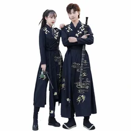 Kimo Dr 남자 여자 Hanfu 중국 전통 탕복 정장 탑 스커트 일본 사무라이 코스프레 의상 유카타 로브 가운 n1iw#