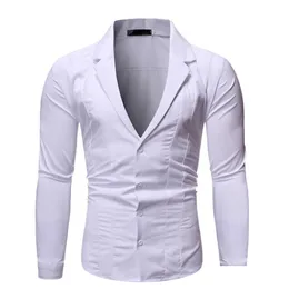 Mens vestido camisas camisa manga longa sólida botão simples cardigan casual slim fit moda roupas de alta qualidade preto branco entrega dhped