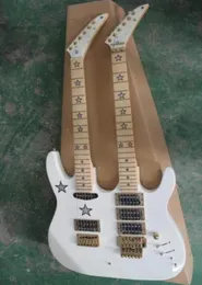 Rare White Kramer RS 6 Stings 6 corde doppio manico chitarra elettrica Floyd Rose Tremolo ponte bloccaggio dado stella intarsio oro duro9009800