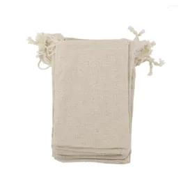 Torby do przechowywania 10pcs Hessian Linen Torba prezentowa woreczka z sznurkiem worka rustykalne uprzejme ślubne s/m/l