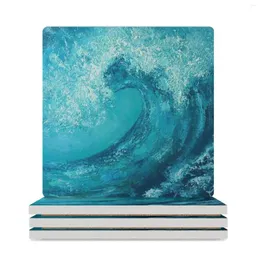 테이블 매트 서핑 세라믹 코스터 (사각형) 요리를위한 매트 흰색 주방 액세서리 동물