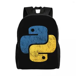 Backpack Python Programmer For Men Women Waterproof School College Distressed Developer Bag Print Bookbag