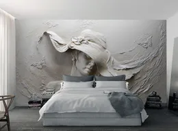 Anpassad tapet 3D stereoskopisk präglad grå skönhet oljemålning modern abstrakt konst vägg väggmålning vardagsrum sovrum tapet7203769