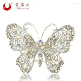 Brooches MZC Bling Crystal White Butterfly Brooch Pin For Women Wedding Dress Hijab Broach Luxurious Germany Mariage Boutonniere