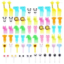 Disposable Flatware R2JC Set Of 60 Fruit Picks Forks Color Random Animal Shaped Party Accessories