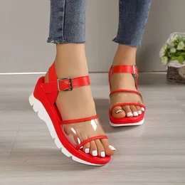 Sandały Wyczyść kliny PVC dla kobiet Summer Grube dolne Sandalias Sandalias Jer Light Kids Pasek Chunky Platform H2403280R74