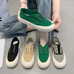 Casual Shoes Ugly Big Head Canvas Women's Autumn Thin Section Nice One-Pedal Houndstooth Single Lazy Pregnant Women Sneakers