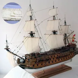 Hobby Scale 150 Luxo clássico barco a vela San Felipe navio de guerra 1200 mm 472 Kits de modelo de navio de madeira com vela presentes de Natal 240319