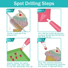 Hot Gem Diamond Målning Konstsatser för barn Söta klistermärken med nyckelringar DIY -verktyg och hantverk för flickor barn