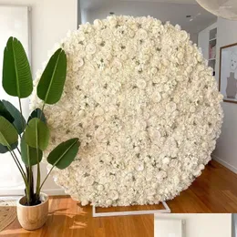 装飾的な花の花輪60cmx40cmフラワーウォールパネルパーティーバックドロップ3Dシルクローズフローラルフェイクホームデコレーションドロップ配達ガードDHLH7