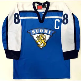 24S Finlândia Suomi #4 KIMMO Timonen 8 Teemu Selanne 27 Teppo Numminen Hockey Jersey Mens Bordado costure