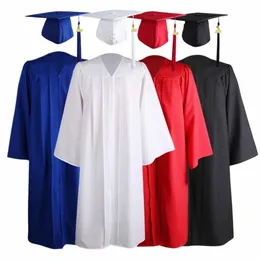 Graduati vestido seco-limpo 2023 unissex adultos graduati traje v pescoço cor sólida vestido acadêmico material escolar m11l #