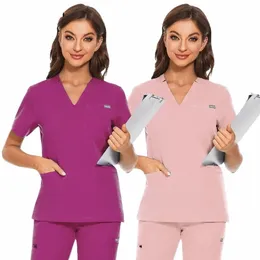 dentist Scrubs Tops Fi Hotel Workwear Scrub Shirts Medical Uniform Surgery Uniform Pet Shop Doctor Nurse Blouse Nursing l3E9#