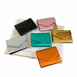 women Mini Fi Glossy Metallic Patent Pu Leather Wallet Credit Card Holder Wallet Shiny Mey Clip Purse For Ladies N3s7#