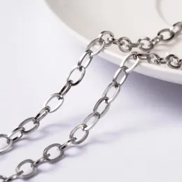 Bracelets 7x4x0.8mm 304 Stainless Steel Cable Chains for Diy Necklace Bracelet Jewelry Diy Making Accessories,about 10m/roll F65