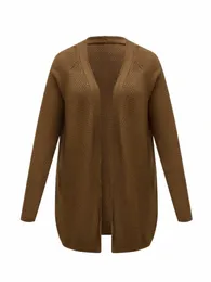 Onelink Solid Brown Plus Size Donna Lg Cardigan aperto maglione Oversize L-3XL Grande abbigliamento Autunno Inverno 2022 Lusso minimalista A18d #