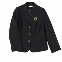 women Badge Insignia Blazer Jacket Dr Suit JK High School Uniform Students Girl Preppy Style Loose Outwear Coat c3qD#