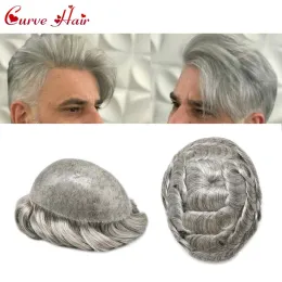 Toupees Toupees PU Toupee for Men Remy Human Hair System 0.10mm Thin Skin Mens Capillary Prosthesis Male Toupee Durable Hair Units for Ma