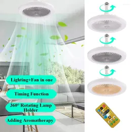 30w Ceiling Fan With Lighting Lamp E27 360° Rotating Converter Base Electric Remote Control Silent Aroma Fans For Room